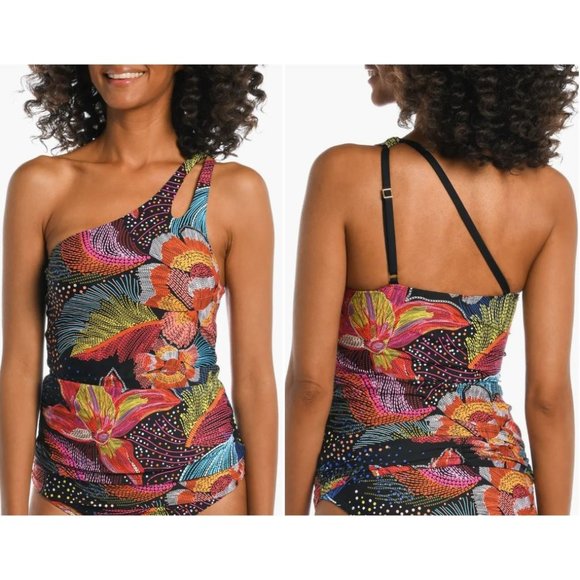 La Blanca Black and Pink One-Piece Swimsuit - Picture 1 of 1